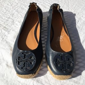 Tory Burch Leather Jute Espadrille Flats  Size 10